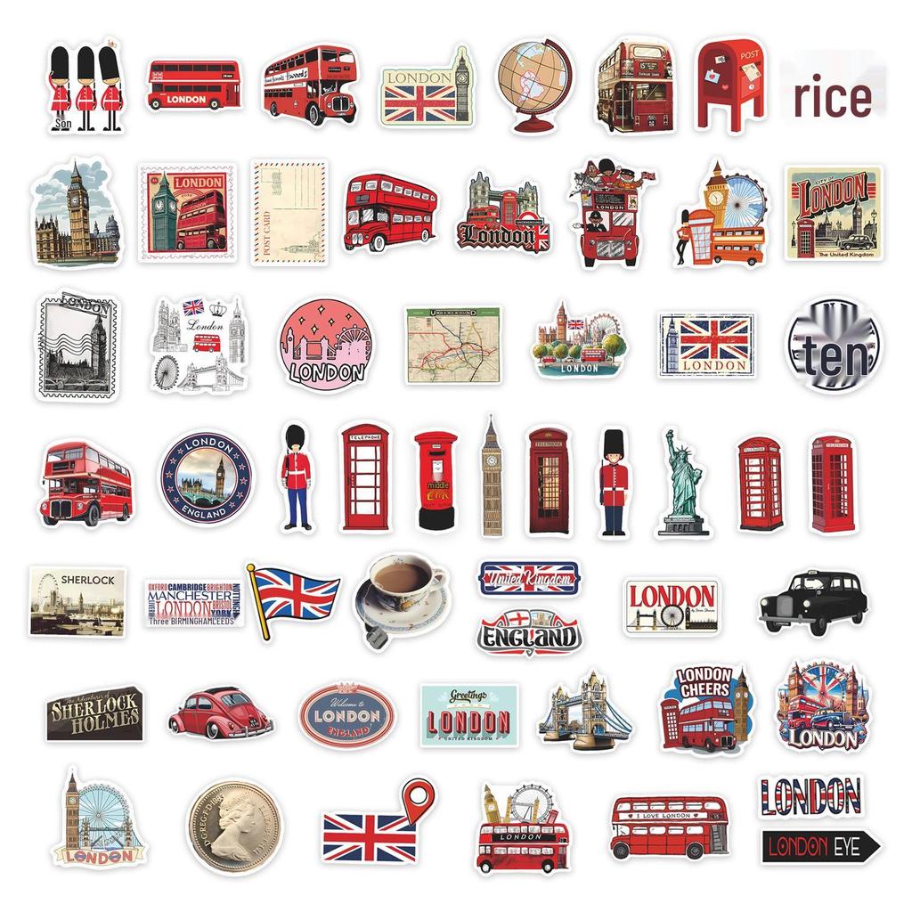 56 Waterproof PVC London Landmarks Retro Stickers - Creative Tourist Souvenirs for DIY Notebooks & Planners