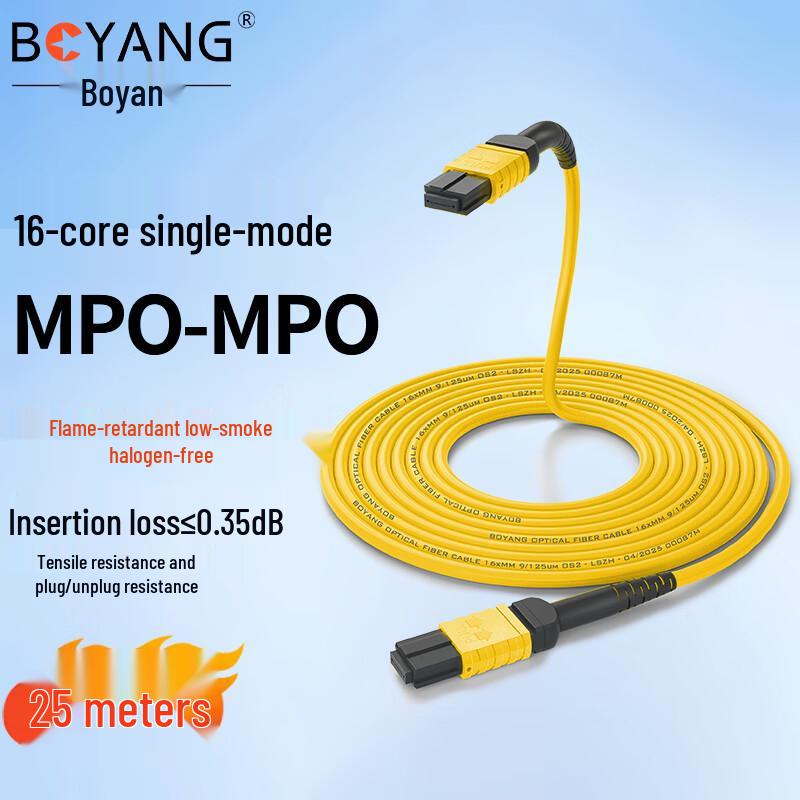 

BOYANG 16-Core MPO/APC-MPO/APC Single Mode Fiber Optic Patch Cable