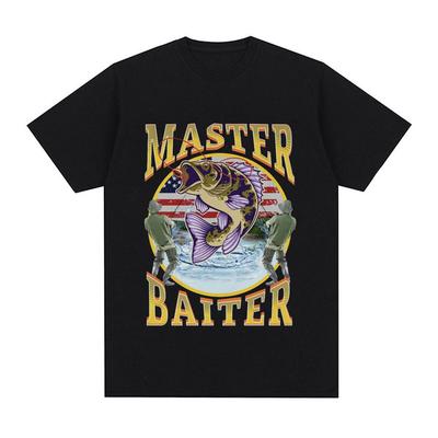 Vtipné tričko s rybářskou parodií Master Baiter Léto Pánské Dámské Oblečení Módní Trička Bavlna Krátký Rukáv Oversized Tričko Topy