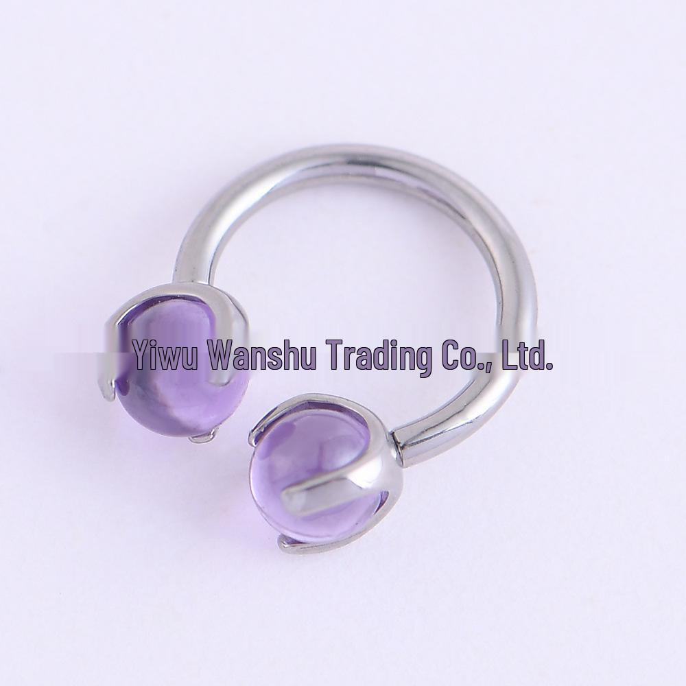 

STMF136 Титановый кристальный подковообразный C-образный пирсинг с внутренней резьбой для носа, губы и перегородки уха 1.2 x 10mm чистый/фиолетовый