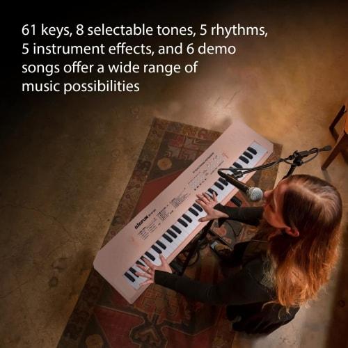 Btuty 61-Key Electronic Keyboard Piano Instrument with Microphone, Dual Power Modes, 6 Demonstration Songs, 5 Different Rhythms, Portable Piano Keyboa