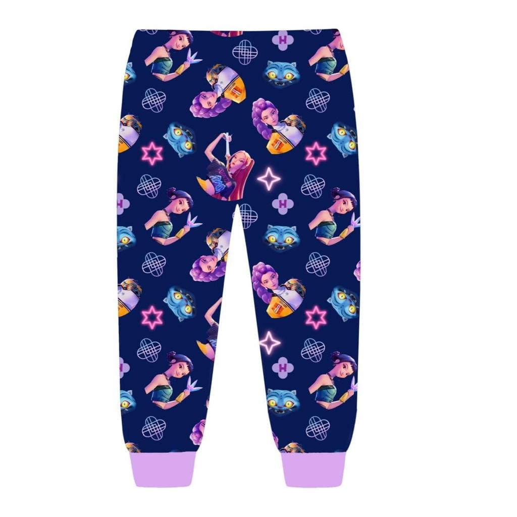 Anime Kpop Dämonenjäger Zoey Kostüm Herbst Pyjamas für Kinderbekleidung 3-14 Jahre Kinder Huntrix Rumi Mädchen T-Shirt Hosen Sets
