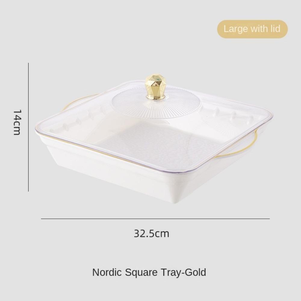 New Transparent Buffet Food Tray Large Capacity with Lid Fruit Plate Drop-proof Plastic Storage Box Desktop Storage