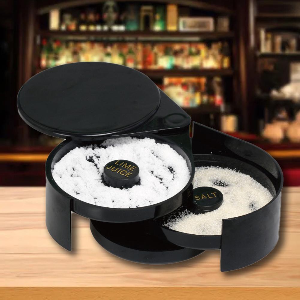 3 Tier Rotating Salt Rimmer Box Mixing Salt Sugar Rim Box Salt Sticking Device Juice Cocktail Seasoning Rimmers Bartender Bar Accessories