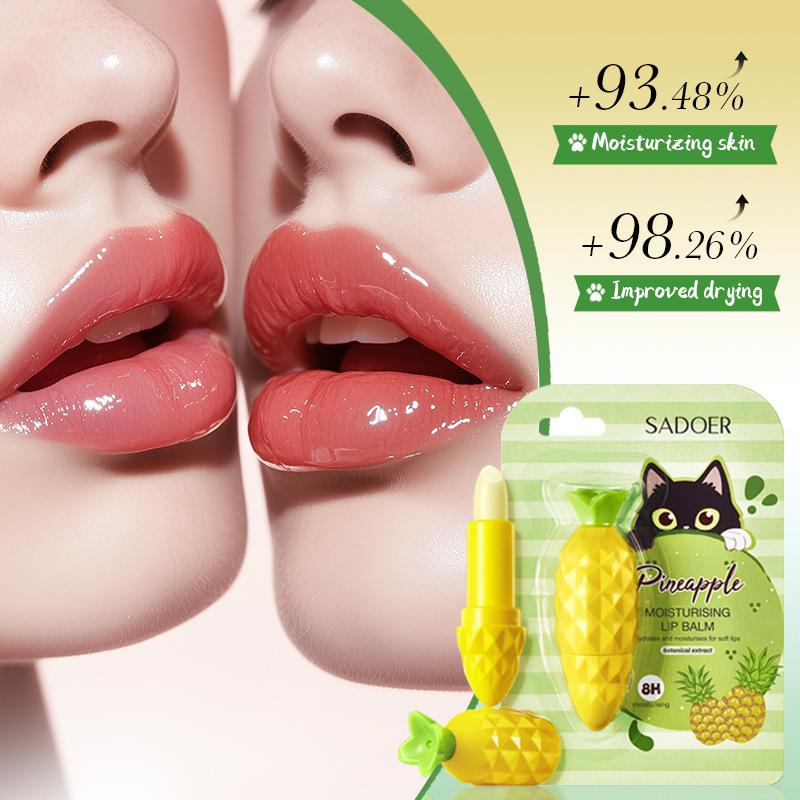 SADOER Ananas Lippenstift Feuchtigkeitsspendend Anti-Falten Aufhellend Entfernt Tote Haut Hydratisierender Lippenbalsam Lippen Hautpflegeprodukte