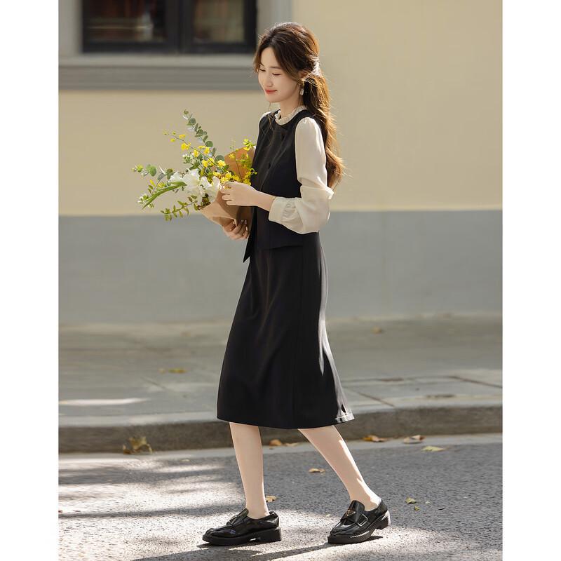 Elegant Faux Two-Piece Ruffle Color-block Dress