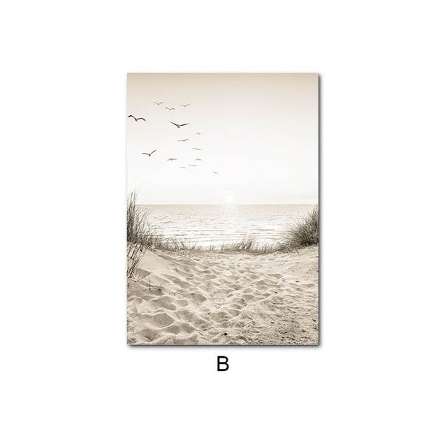 Scandinavian Nature Landscape Canvas Painting Grass Bridge Beach Sunset Wall Art Poster Home Decor Nordic Print Modern Picture