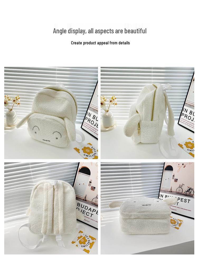 Quirky Hot Pink Lambswool Backpack - Youthful Women's Fashion & Student Bookbag