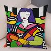 Geometric Cartoon Girl Decorative Pillowcase Living Room Office Ornaments Home Pillowcase
