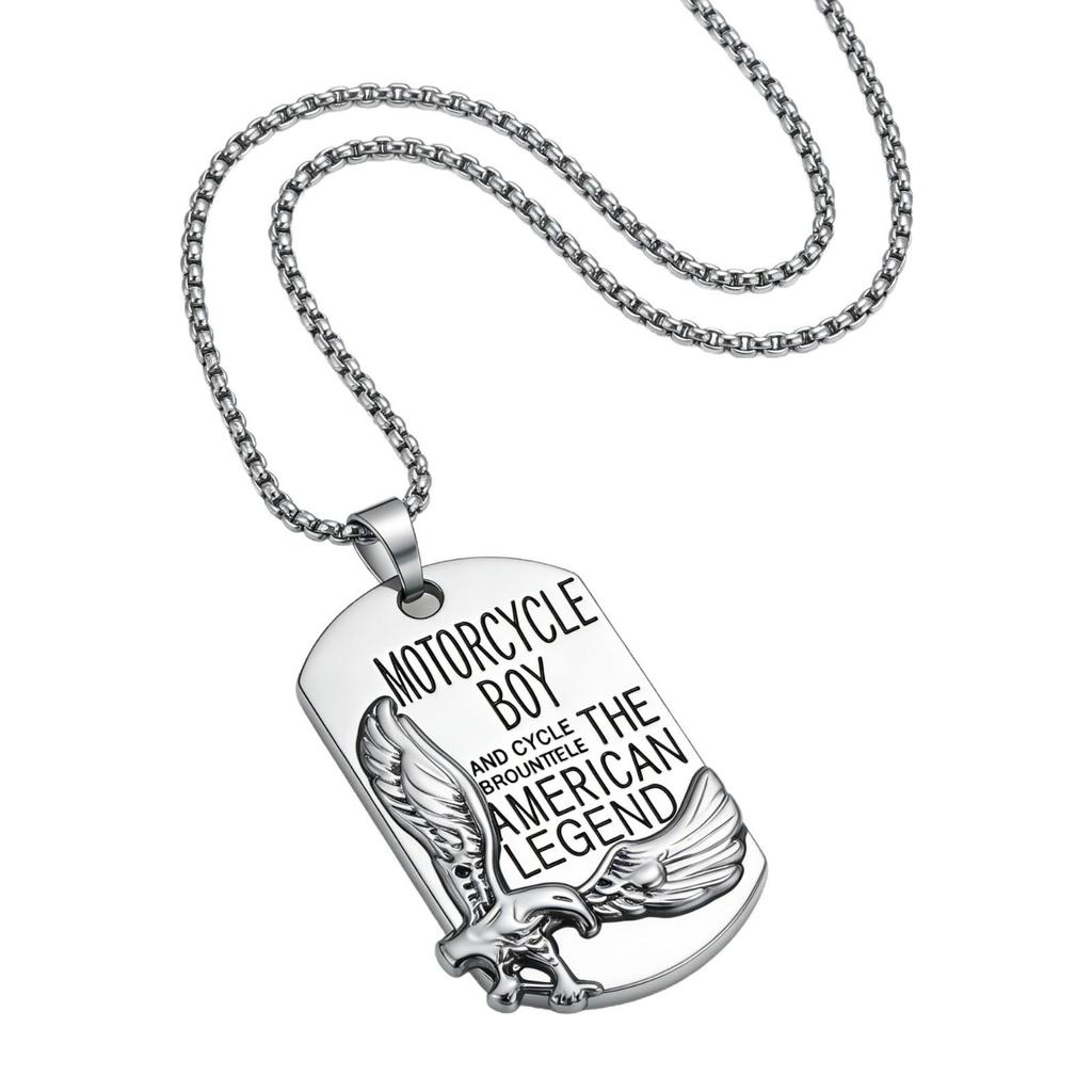 European & American Stainless Steel Eagle Dog Tag Necklace - Trendy Hip Hop Pendant for Men