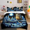 Winter Owl Forest Decorative Set Soft Comfortable Duvet Cover Bedding Set Included 1*Duvet Cover & 2*Pillowcases, Gift