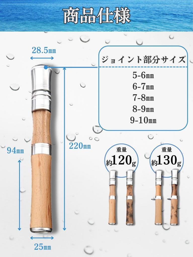 Fishing Grip Baitcasting Rod Handle, Custom Wood Parts for Repair and Replacement (Natural, 5-6mm)