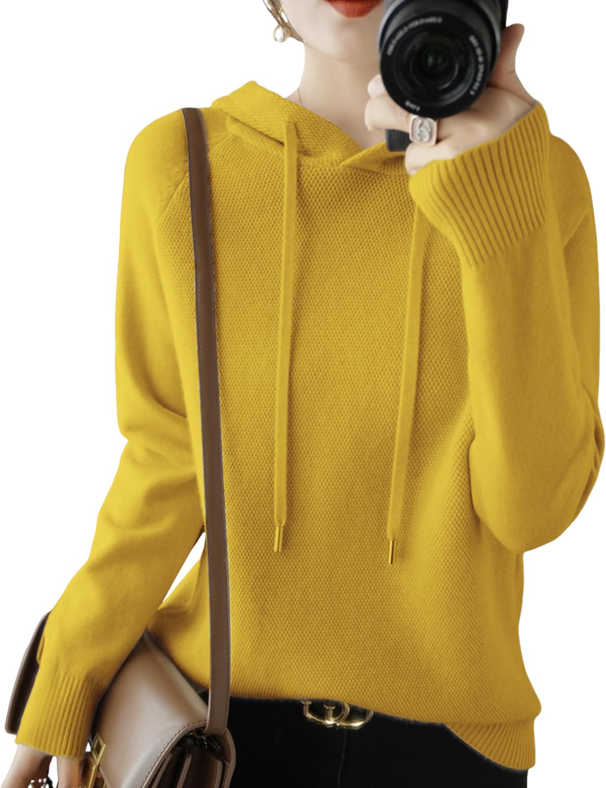 

Новый длинный вязаный худи с капюшоном, идеально подходящий для осени и теплой осени и зимы, свободный, полноразмерный, именно то, что нужно в холодную погоду, больших размеров, свободный тренировочный женский худи,