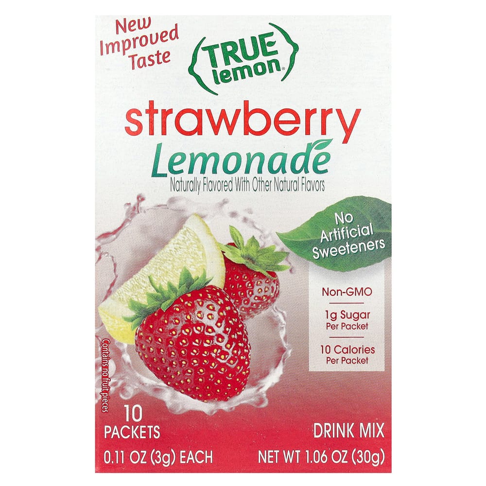 True Citrus True Lemon Strawberry Lemonade Drink Mix, 10 Packets (30g)