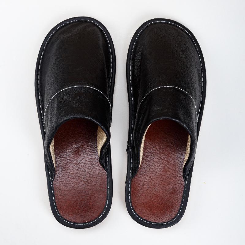 Leather Slippers Oversized Non-Slip Leather Slippers Winter Spring Autumn Summer Indoor Slipper for Men Women
