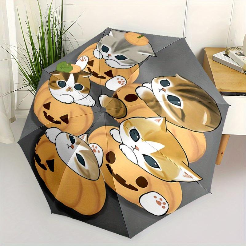 

1pc Pumpkin Kittens Automatic Opening and Closing Umbrella - Suitable for Various Occasions, Outdoor Activities, Lightweight and Durable Automati