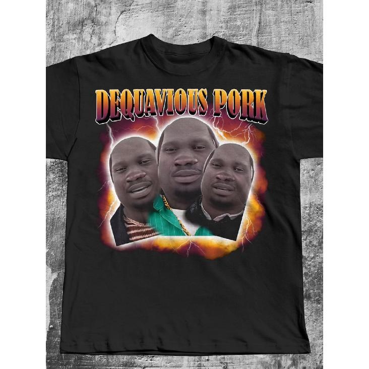 Футболка Dequavious Pork Funny Dank Memes, Футболка Brainrot, Мемные Футболки, Неадекватная Одежда, Оскорбительные Товары, Неуместные Футболки, Странные Футболки, Винтаж S чёрный