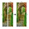 Nature Scenery Door Decal 3D Removable Vinyl Sticker, Adhesive Forest Pathway Wallpaper for Bedroom Entryway