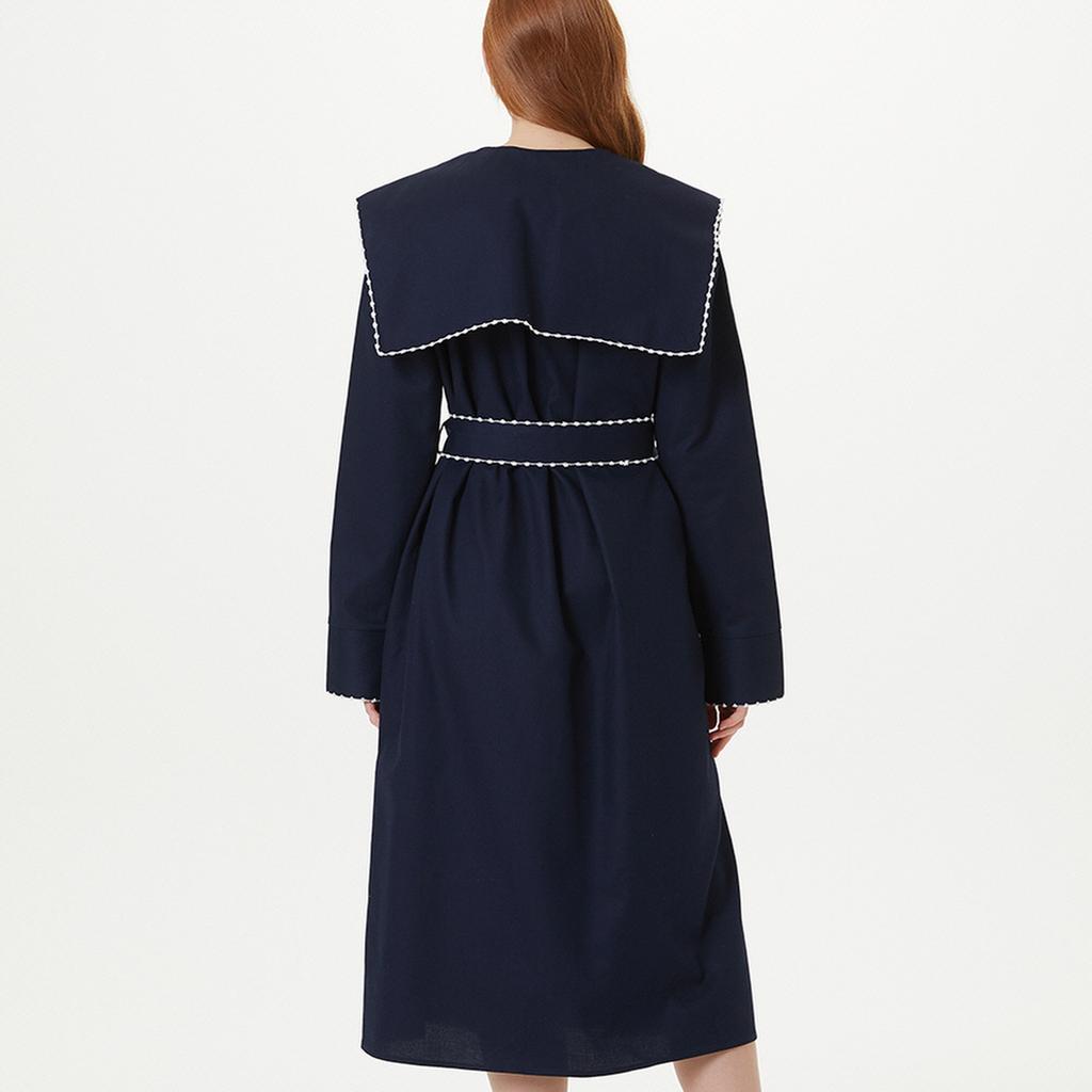 The Studio K Scarf Neck Robe Dress (Navy)