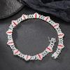 Personalized Heart Cuban Link Rhinestone Alloy Necklace - Red Crack Hip Hop Jewelry