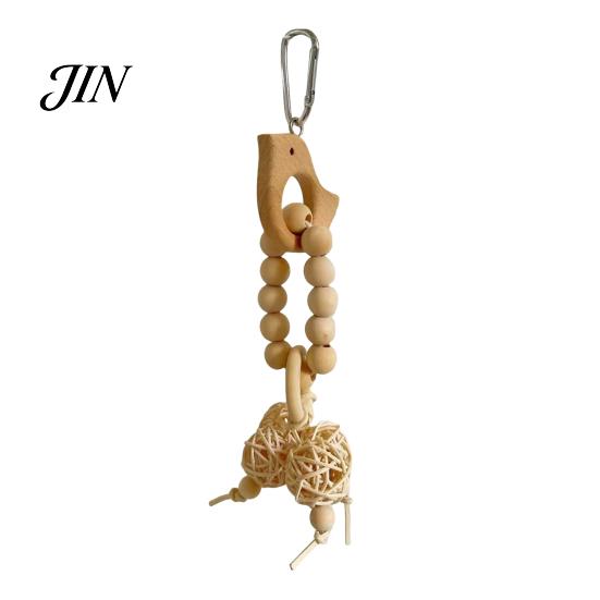 Chew Toy for Parrots Wooden Blocks Parrot Toy, Bird with Beads Rattan Balls or No Paint Dried Star Fruits, Cage Accessory Small Medium Cockatiels
