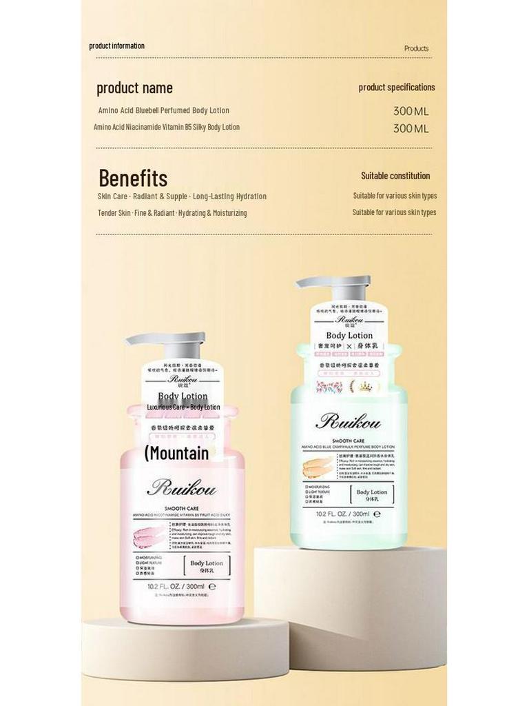 Rico Amino Acid Moisturizing Body Lotion - Nourishing, Non-Sticky, Anti-Cracking, Refreshing, and Tender Skin Care.