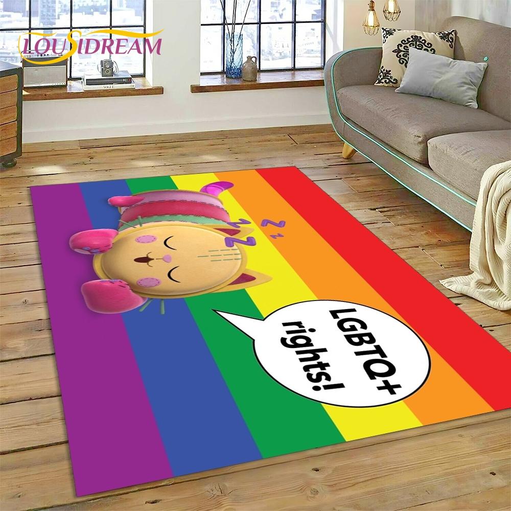 Cartoon Cute Gabbys Dollhouse Girl Rug Carpet for Living Room Bedroom Home Decor,Non-slip Decoration for Sofa Doormat Gifts Kid