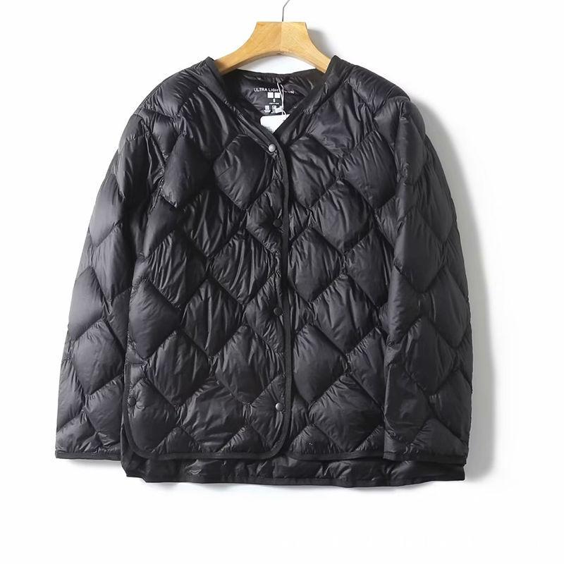 

Premium light down jacket women s short light and thin liner autumn and winter crew neck casual jacket jacket L чёрный