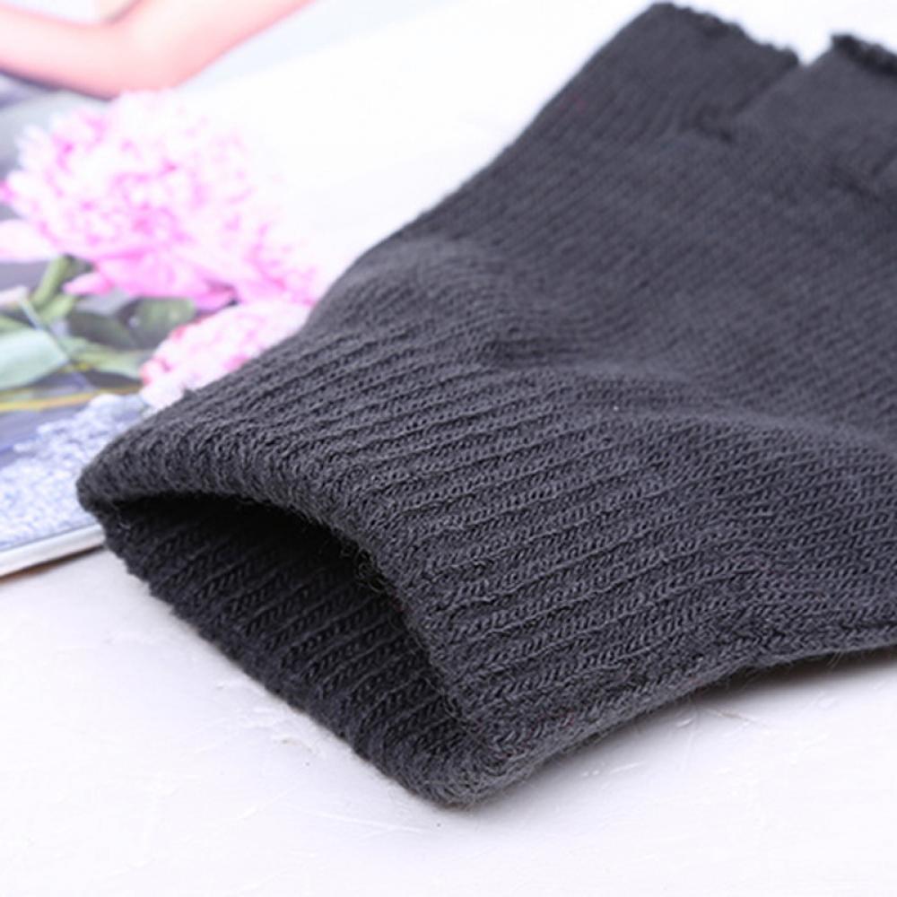 Winter Solid Knitwear Knit Mitten Gloves Half Finger Finger