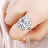 Huitan Gorgeous White/Pink/Blue Cubic Zirconia Wedding Rings for Women  Color Temperament Luxury Female Jewelry Party Gift