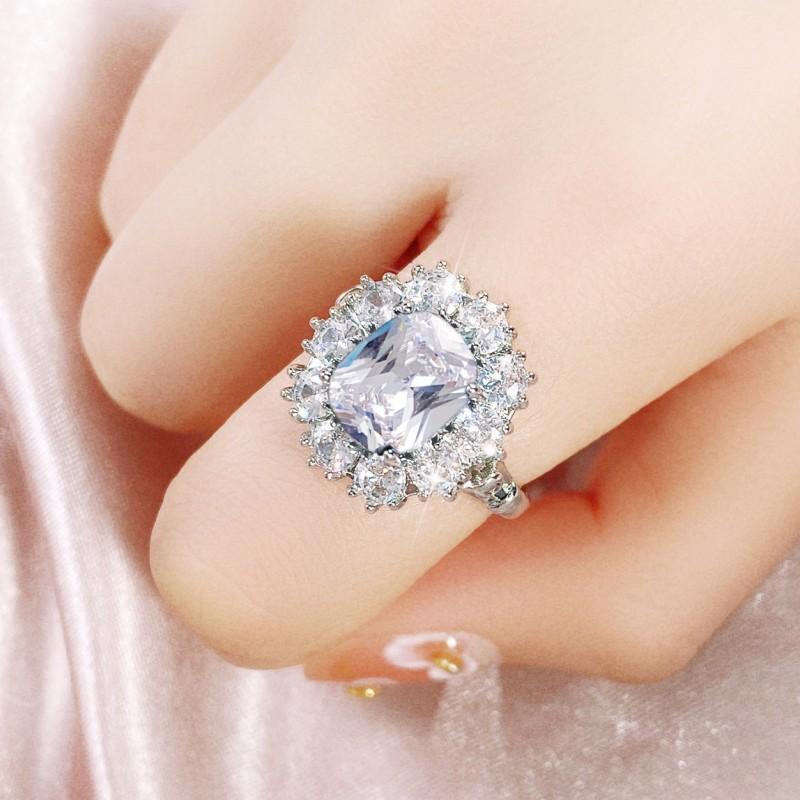 Huitan Gorgeous White/Pink/Blue Cubic Zirconia Wedding Rings for Women Color Temperament Luxury Female Jewelry Party Gift