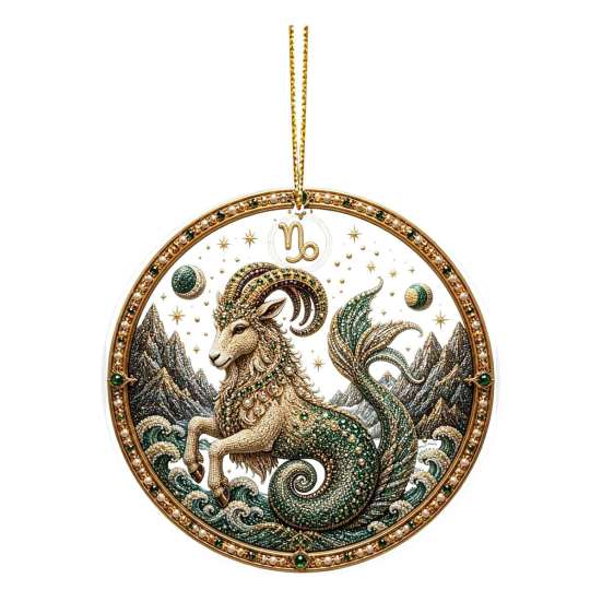 Zodiac Sign Decor 2D Flat Pearl Painting Ornament, Double Sided Theme Hanging Gem Home Ornament Art Craft, Rhinestone Beads Pattern Acrylic