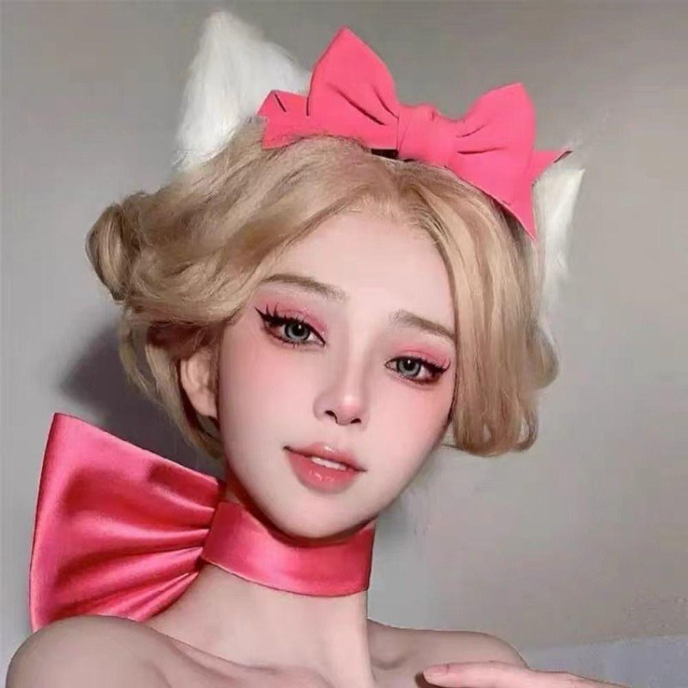 Cosplay Props Purple Bow Necklace Costume Neck Choker Y2K Style Satin Necklace  for Girls