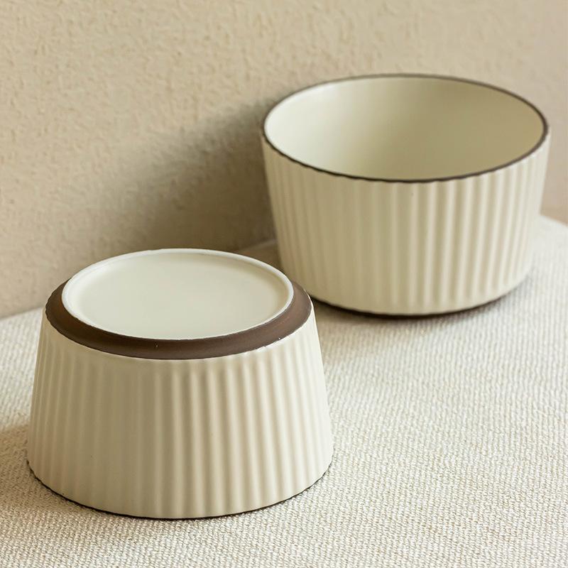 Home Pure White Ceramic Rice Bowl Soup Bowl Noodle Bowl Dessert Salad Bowl Simple Retro Nordic Style Household Small Bowl