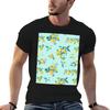Watercolor Sicily Lemons with Leaves On Aqua T-Shirt Work Wear Simple Tee Shirt