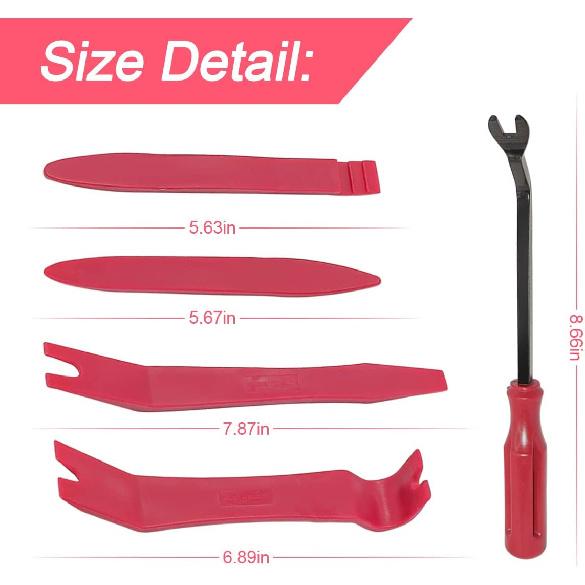 5PCS Auto Trim Removal Tool Kit, Car Interior Door Panel Clip Fastener Removal Set, No Scratch and No Marring Plastic Pry Tool Kit for Vehicle Dash