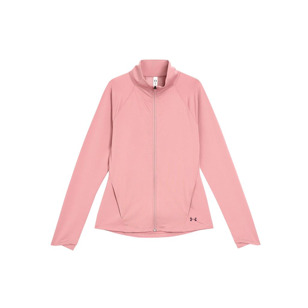 Under Armour Rush Solid Color Logo Zip Jacket Women Outerwear Pink 1379044-697