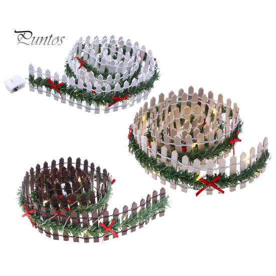 Miniatyr eventyrhagegjerde med 3 moduser LED-lys Røde sløyfer Liten kraftig tredekorasjon Mikrolandskapslayoutrekvisitter