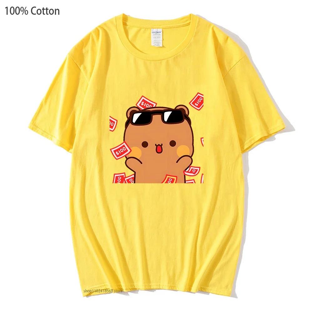 Cute Bubu and dudu Is So Rich Millionaire T-Shirts for Men Women Couple clothes Cotton Tops Panda Bear Tees Casual