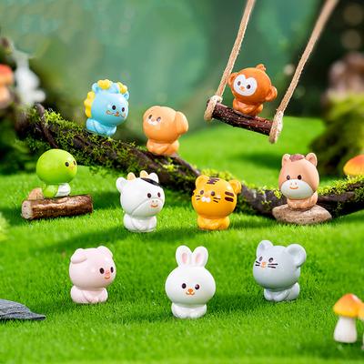 Miniature Chinese Zodiac Figurines, Miniature Landscape Decorations, Miniature Desktop Ornaments, Garden Decoration Accessories