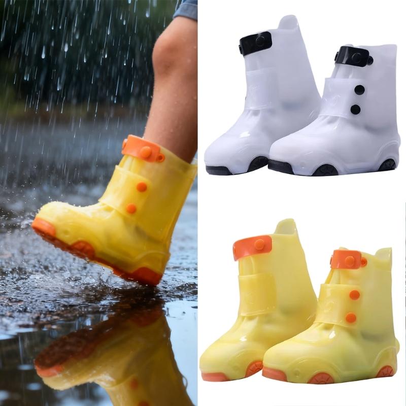 Children Rain Shoe Cover Waterproof Rainproof PVC Galoshes Anti Slip Rain Boot Covers For Toddler Kid Outdoor Activity