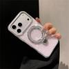 Luxury Glitter Magnetic Shockproof Case for iPhone 17 16 15 14 13 Pro Max Plus Bracket Stand Diamond Camera Frame Glossy Cover