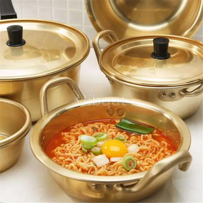 Korean Style Ramen Noodles Gold Pot Aluminum Soup Hot Pot Oxidized Coating Noodles Mike Egg Soup Cooking Golden Kitchen Cookware