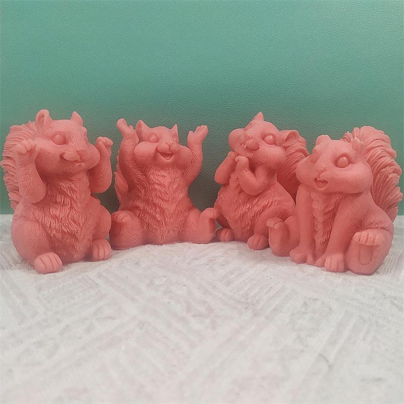 3D DIY Cute Squirrel Silicone Candle Mold Animal Soy Wax Silicone Mould Animals Lover Home Decor Gift