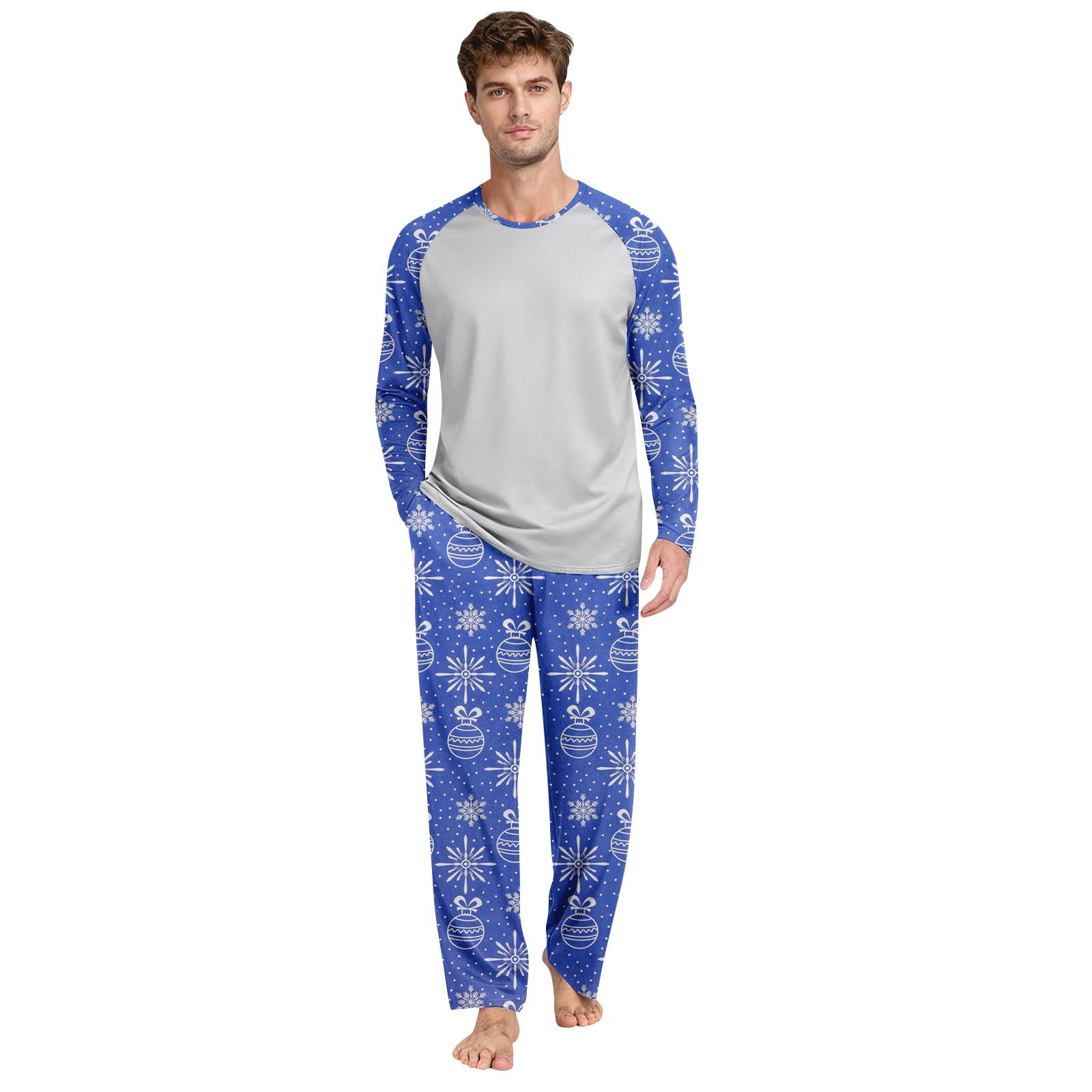 

Чоловічий топ з принтом з круглим вирізом, повсякденний, зручний, з довгими рукавами, штани, піжамний набір M