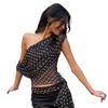 Summer New Polka Dot One-shoulder Sheer Chiffon Top Sexy Off-shoulder Strappy Cami Top For Women European American Style