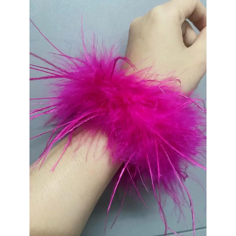 

Real Ostrich feather cuff plumes bracelet for women white Cuffs pens Shirt with feathers girls fur cuffs ornament boa plume 1pcs