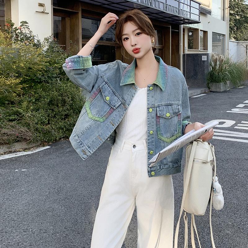 

Женская ретро джинсовая куртка - Весна и Осень 2025 Мода Универсальный стиль (DJ6820) 2XL