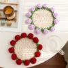 Rose Bouquet Coaster Crochet Flower Placemat Hand Woven Bouquet Cupmat Home Desktop Potted Plant Ornaments Mother's Day Gift