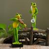 Musical Instrument Frog Figurine Cello Violin Saxophone Bass Frog Statue Resin Sculpture